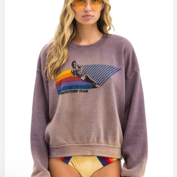 Aviator Nation WATER SKIER RELAXED CREW SWEATSHIRT - FADED MOCHA - Picture 2 of 8